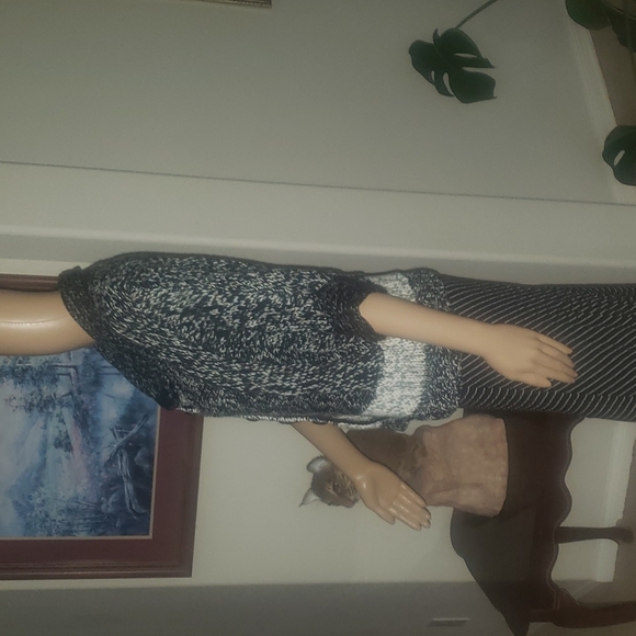 Kenneth Cole L shortsleeve colorblock chunky sweater marled/ heathered - Picture 2 of 8